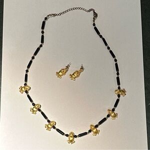 Museum Company Frog Necklace and Earring Set
